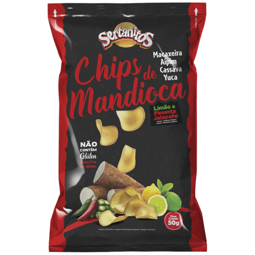 Sertanitos Mandioca Chips sabor Limão Pimenta - Sertanitos 50g Sertanitos Mandioca Chips sabor Limão Pimenta - Sertanitos 50g