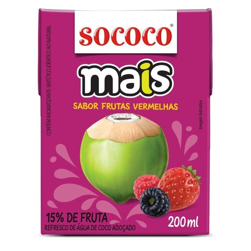 Sococo Agua de Coco + Frutas Vermelhas - Sococo 200ml