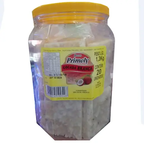 Primoly Cocada Branca Quadrada 55g und - Primoly Primoly Cocada Branca Quadrada 55g und - Primoly