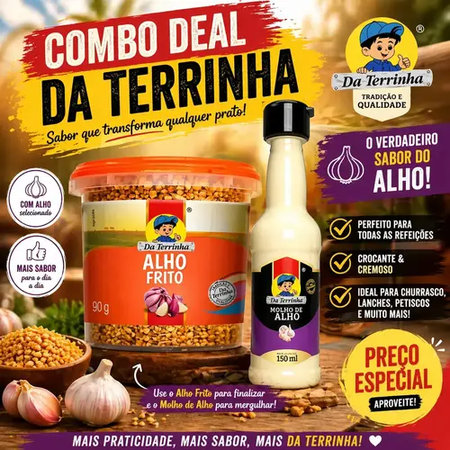 Da Terrinha Combo Alho Frito 90g + Molho de Alho 150ml
