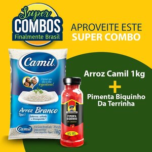 Combo Arroz Camil 1kg + Pimenta Biquinho 260g