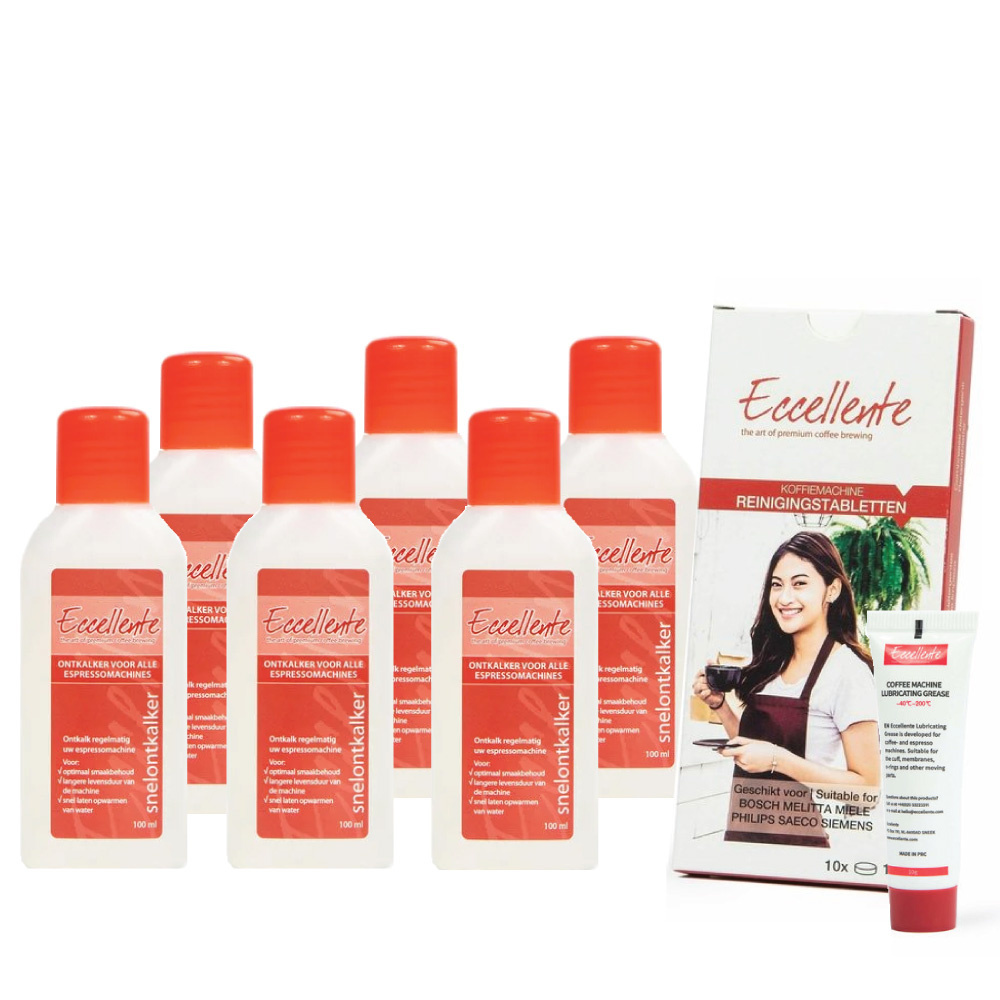 ECCELLENTE 6month coffee machine maintenance set Descaler.co.uk
