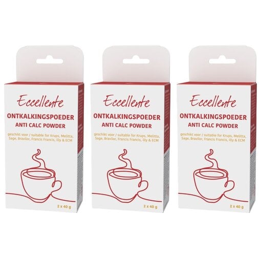 ECCELLENTE Ontkalkingspoeder voor Krups - 6x ontkalken - 6x 40 gram
