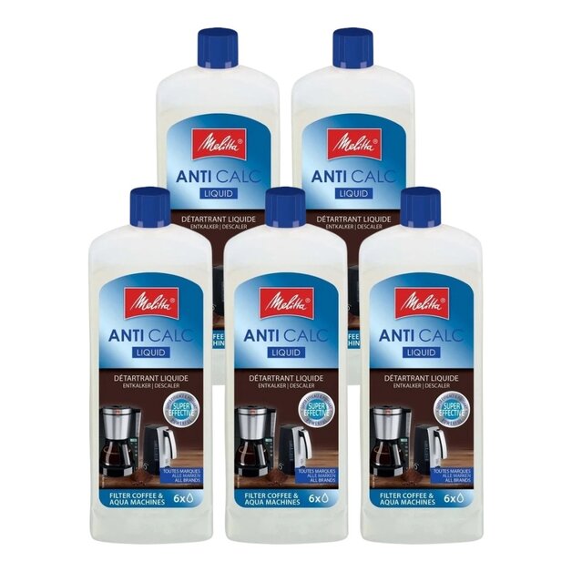 MELITTA Vloeibare ontkalker voor filterkoffiemachines en waterkokers - 5x 250 ml