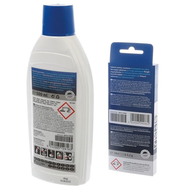 Onderhoudspakket – Ontkalker 500 ml + 10 Reinigingstabletten