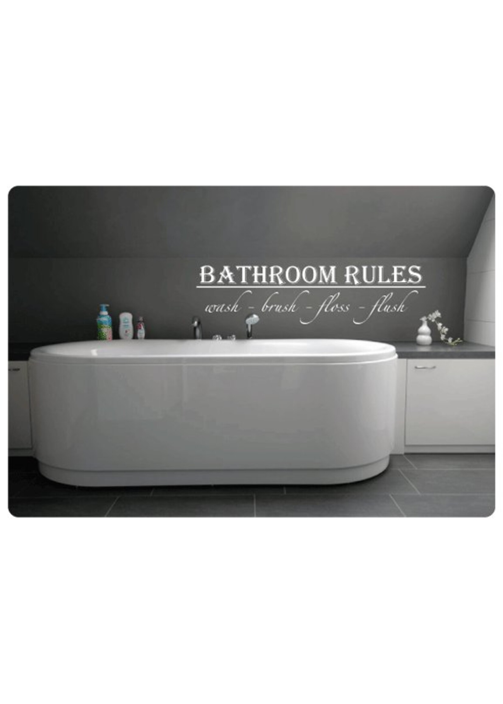 Muurteksten.nl Muurtekst Bathroom Rules