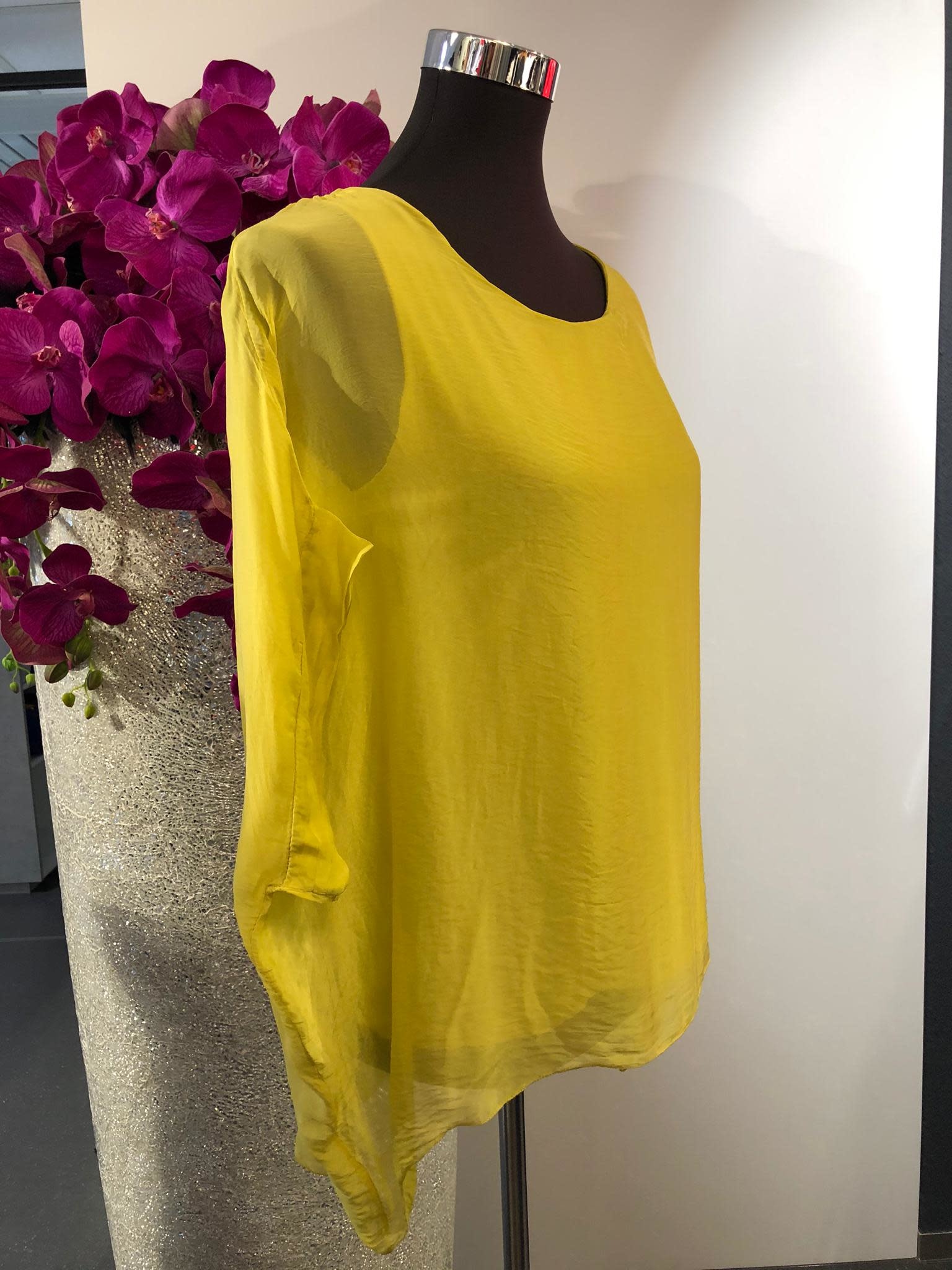 yellow silk top