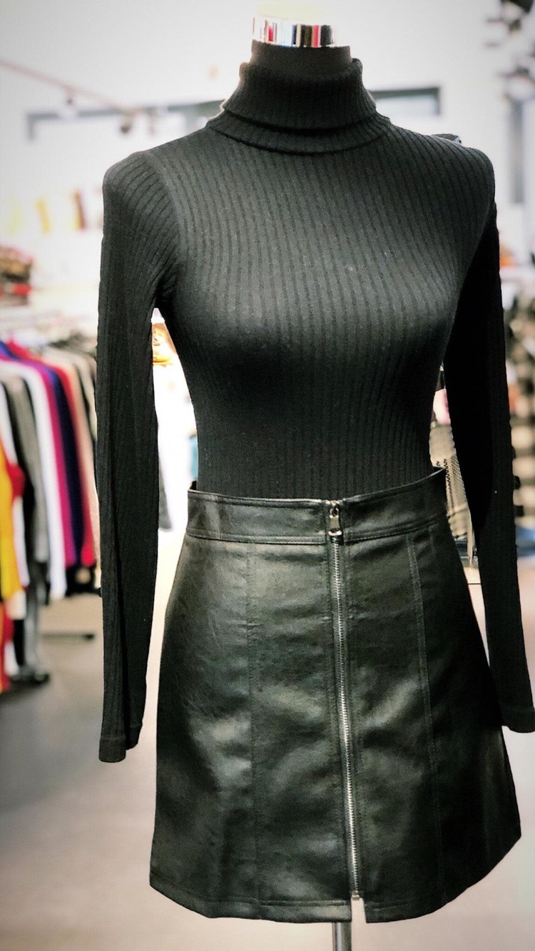 Faux Leather Skirt - Black