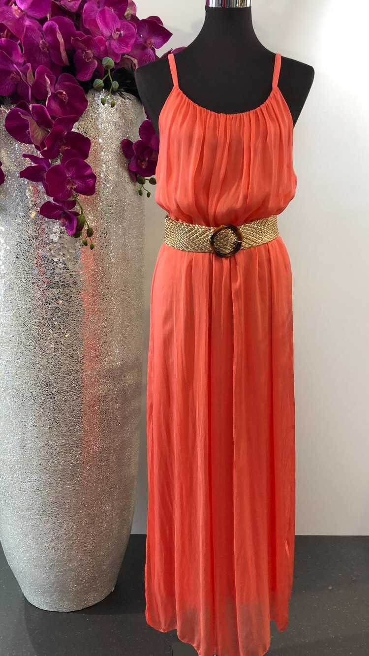 Silk Dress- Coral