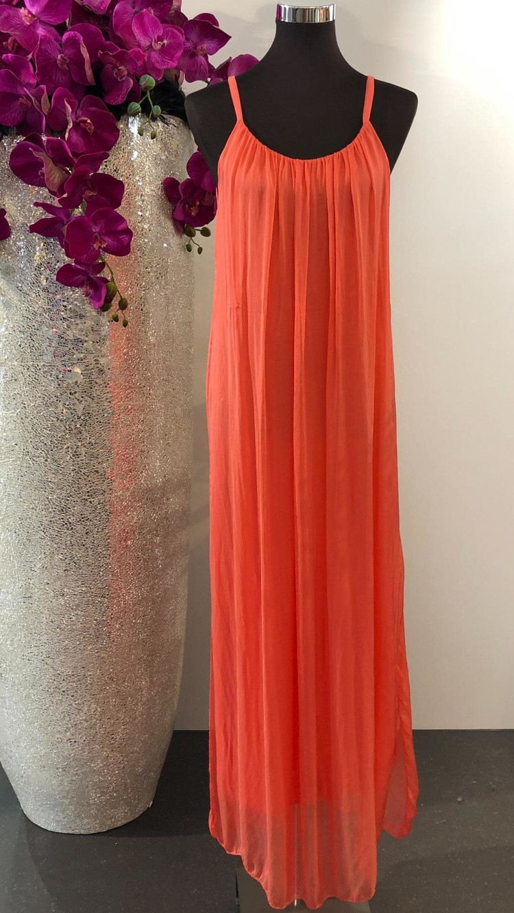 Silk Dress- Coral
