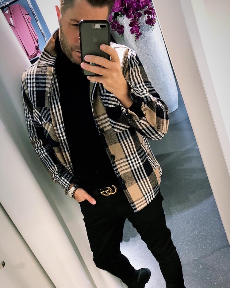 Paris Flannel Jacket- Brown, Blue, White