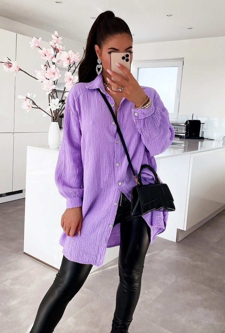 Muslin Blouse-  Lavender *ONE SIZE