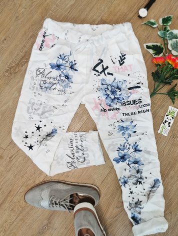Funky Joggers- White Floral *ONE SIZE