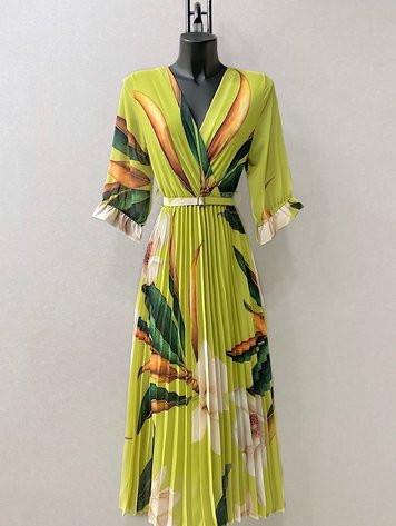 Paris Plissee Dress -Lime