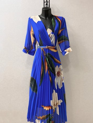Plissee Dress -Royal Blue