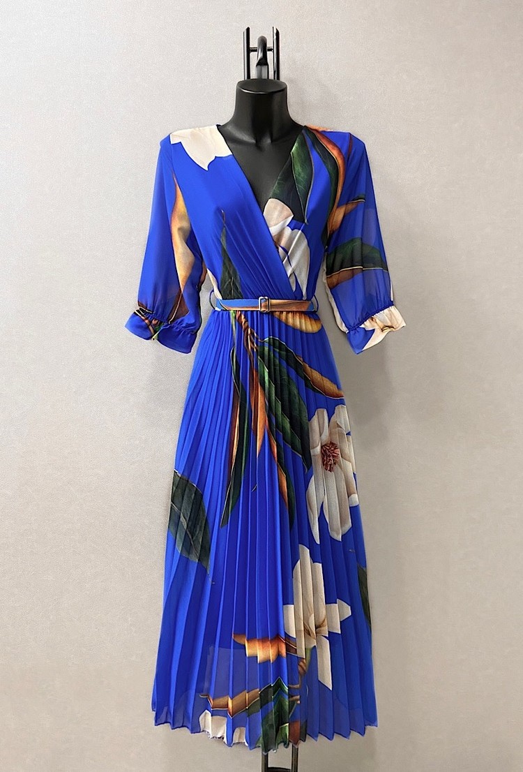 Plissee Dress -Royal Blue