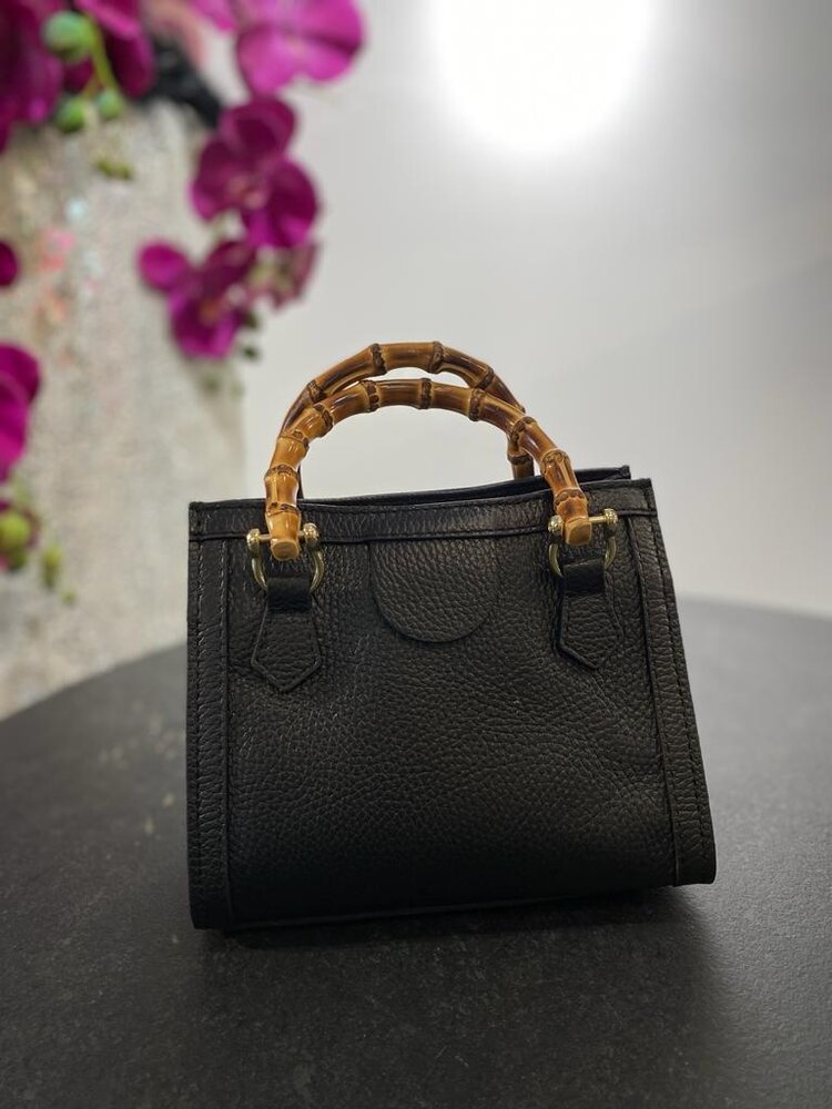 Cross Body Tote- Black *Real Leather