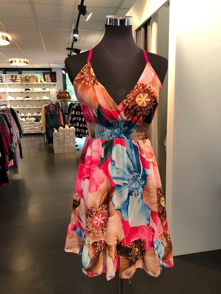 Paris Floral Dress-Fuschsia *ONE SIZE