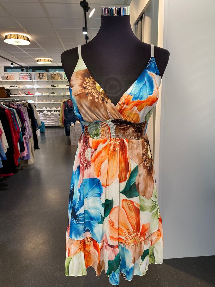 Paris Floral Dress-Peach *ONE SIZE