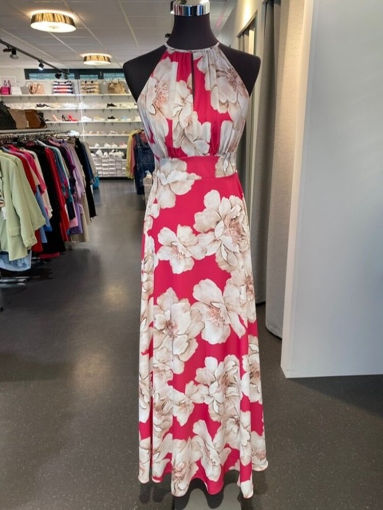 Italy Abito Lungo stampa Floreale-Fuschsia