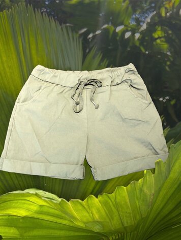 Paris Stretch Olive Shorts *ONE SIZE