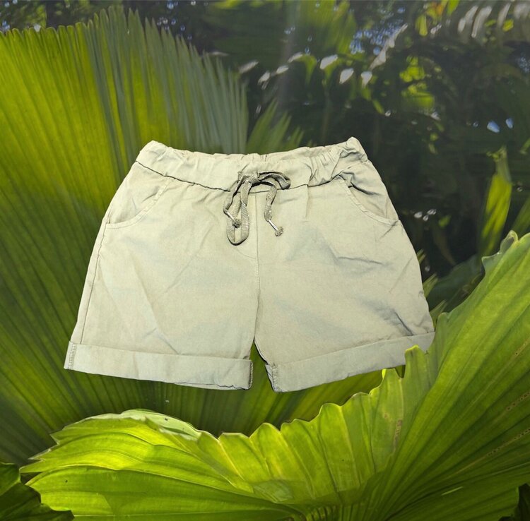 Paris Stretch Olive Shorts *ONE SIZE
