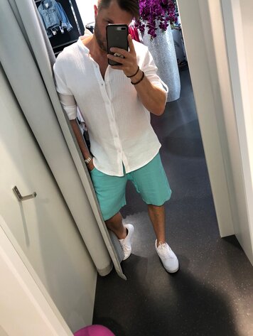 Paris Viscose/Linen Shorts- Turqoise X26132