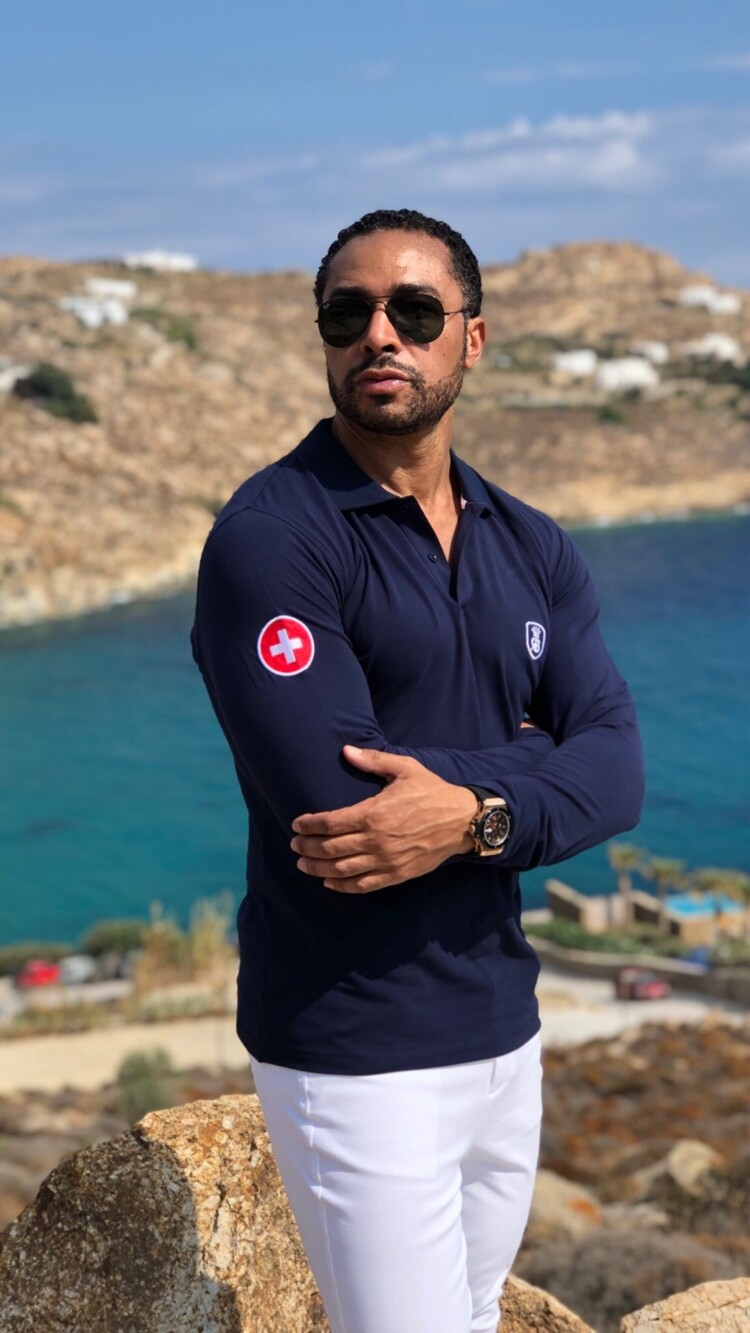 Robeaux Robeaux Long Sleeve Polo- Navy