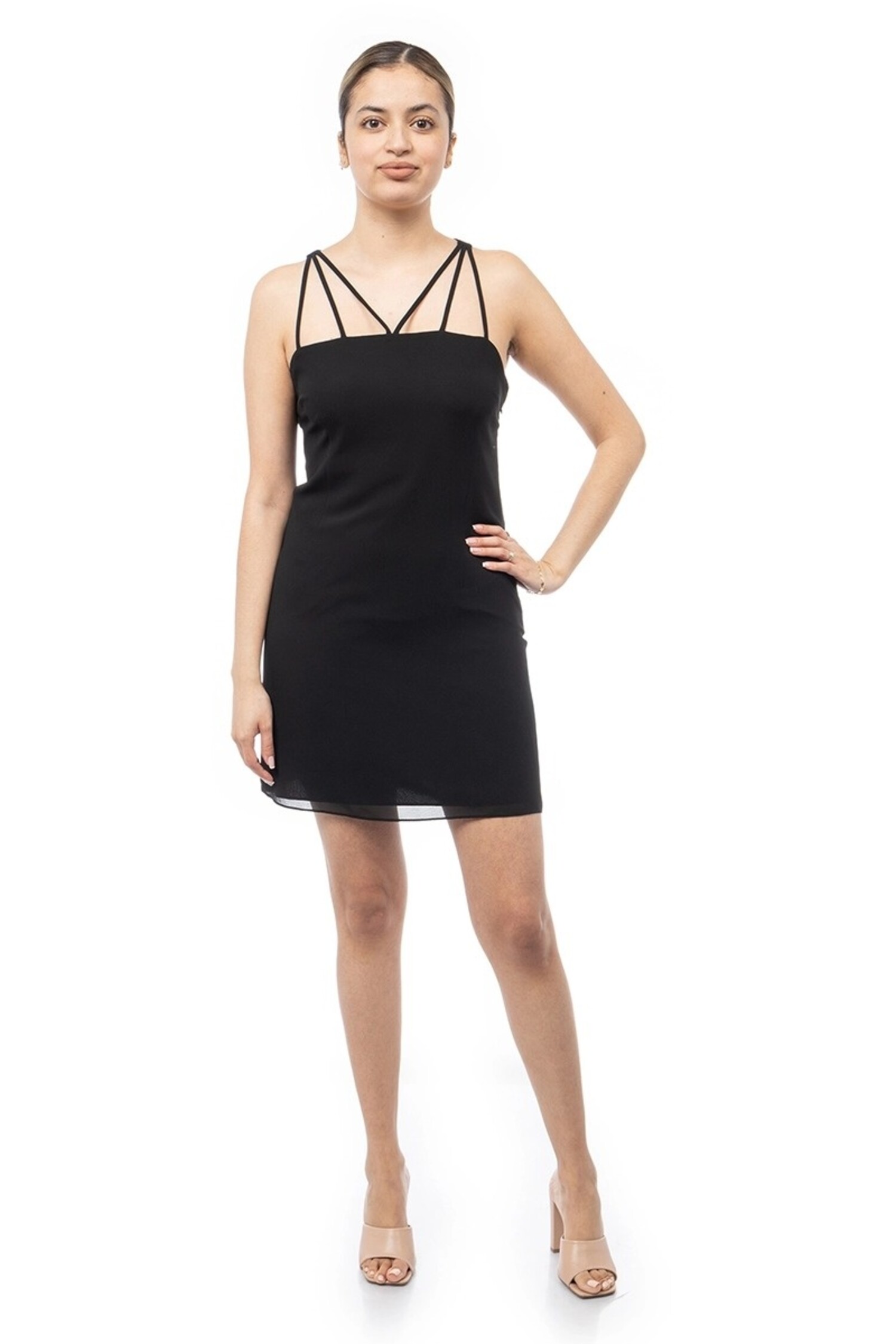 Back Straps Dress TD 118533- Black - Robeaux Switzerland Back Straps Dress TD 118533- Black - Robeaux Switzerland