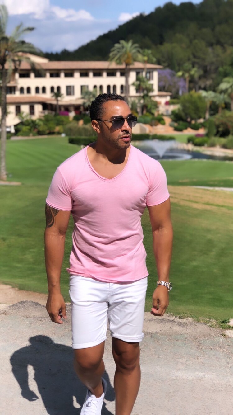 Robeaux Robeaux V- Neck T Shirt -#9 Fiery Rose