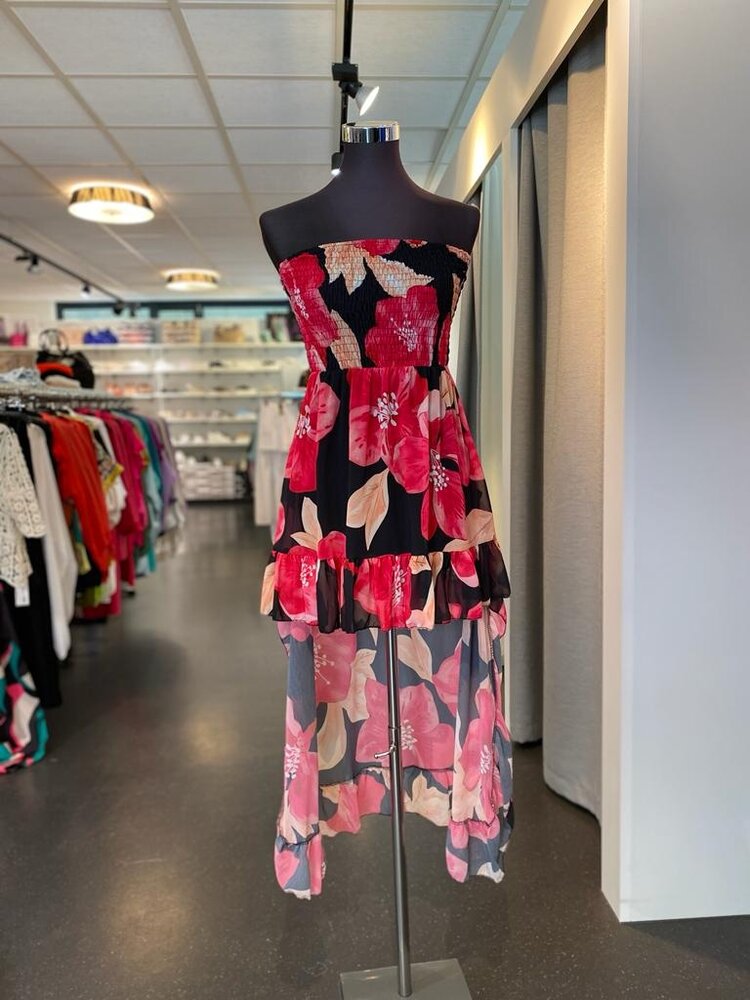 Paris Dress Floral Fuschsia/Black 623