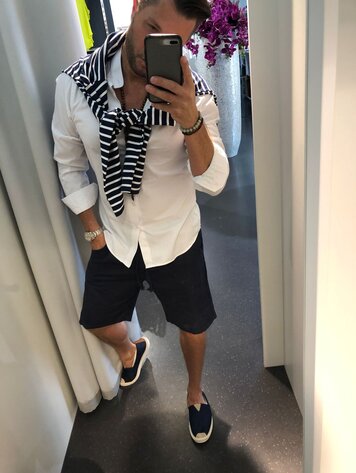 Paris Viscose/Linen Shorts- Navy Blue X26132