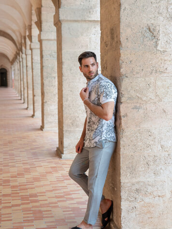 Paris Viscose/Linen Shorts- Grey X26132