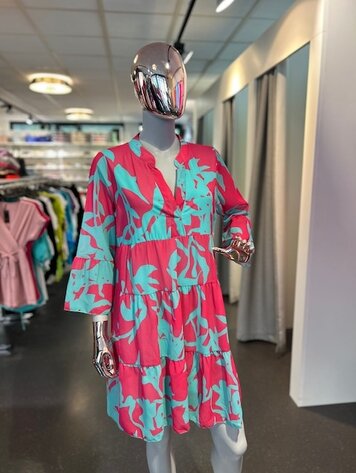 Paris Dress Romantic Print - Aqua/Fuschsia  *ONE SIZE