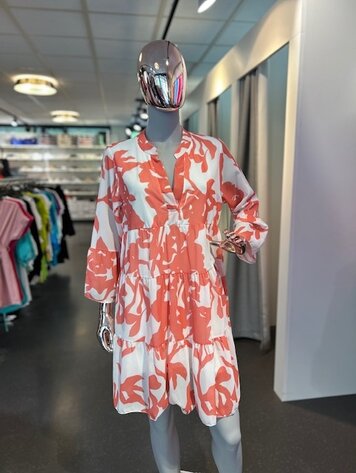 Paris Dress Romantic Print -White/Peach  *ONE SIZE