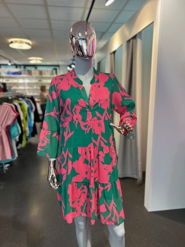 Paris Dress Romantic Print - Green/Fuschsia *ONE SIZE