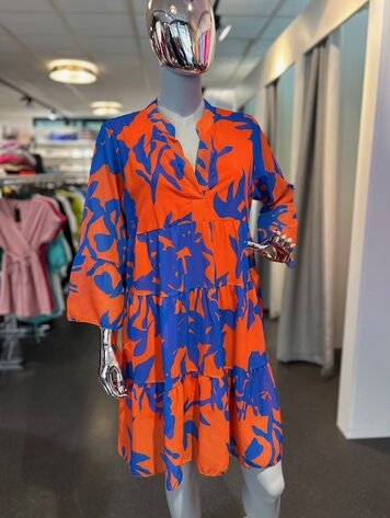Paris Dress Romantic Print - Orange/Royal *ONE SIZE