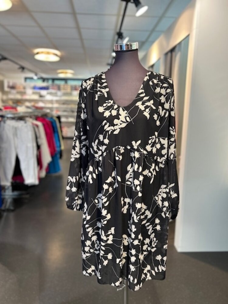 Paris Clemence Printed Dress- Black Ceri