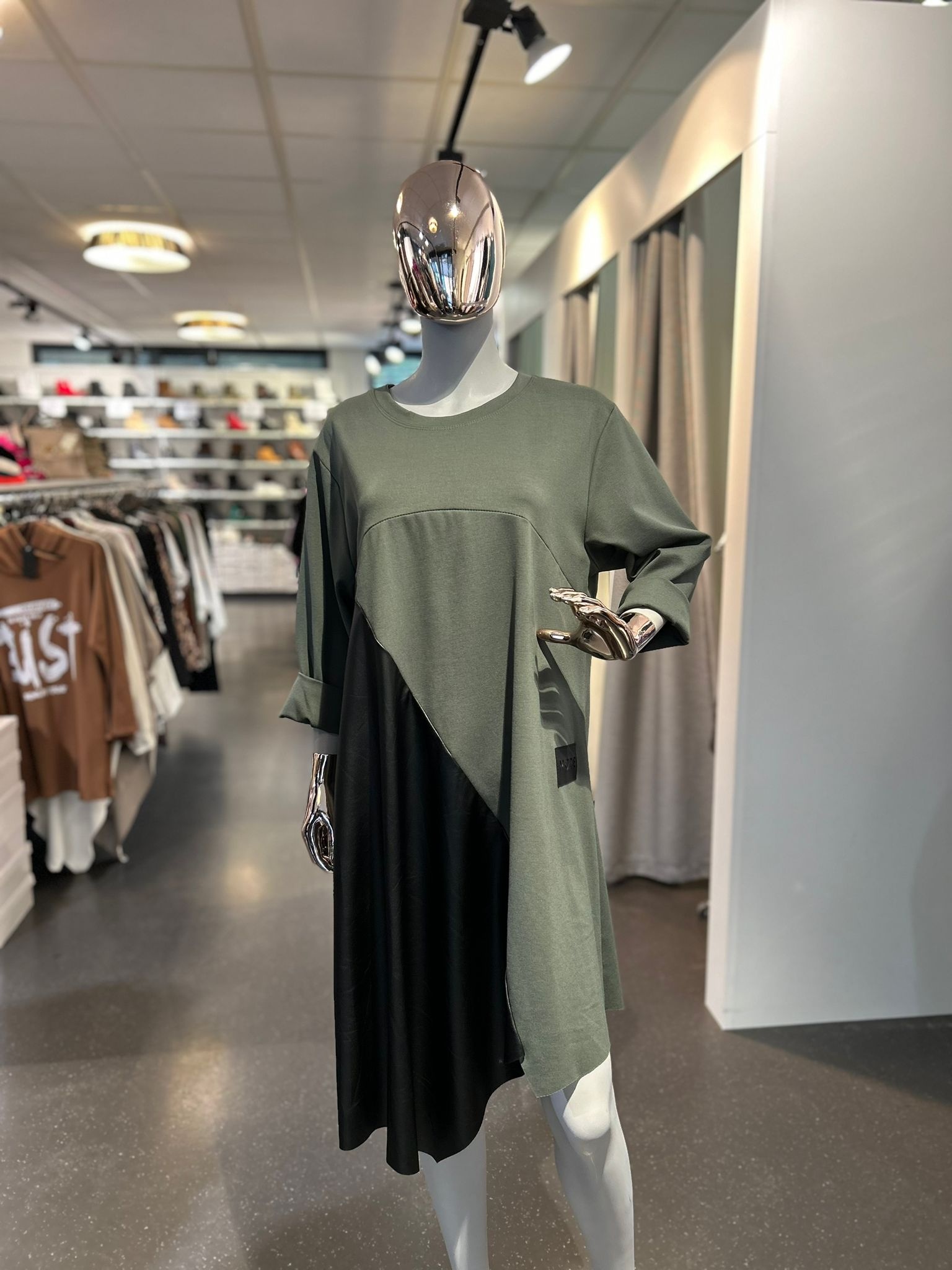 chinese dress ladies Miss Circle Women's Eliana Olive Faux Leather Dress - Green main image 1