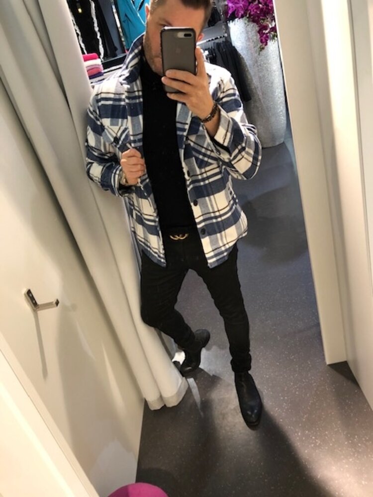 Paris Flannel Jacket-Blue & White