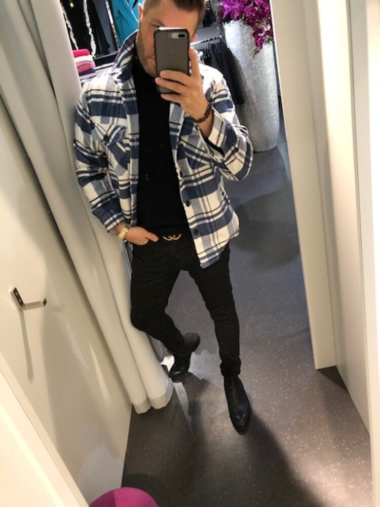 Paris Flannel Jacket-Blue & White