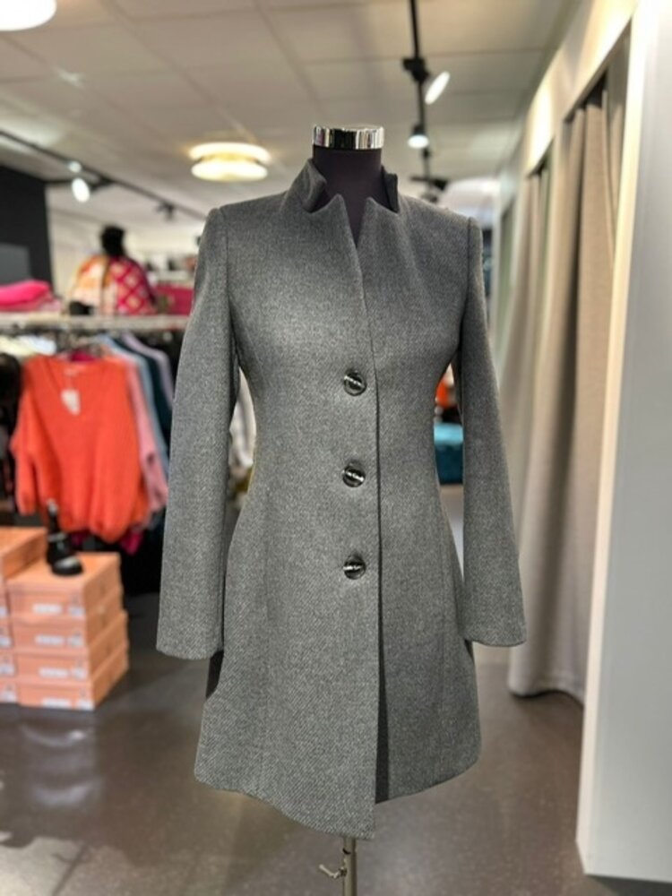 Italy High Collar Coat- Grey