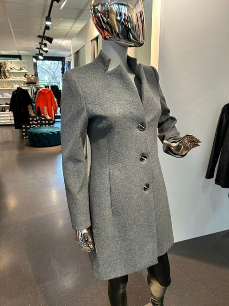 Italy High Collar Coat- Grey