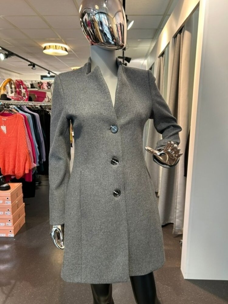 Italy High Collar Coat- Grey