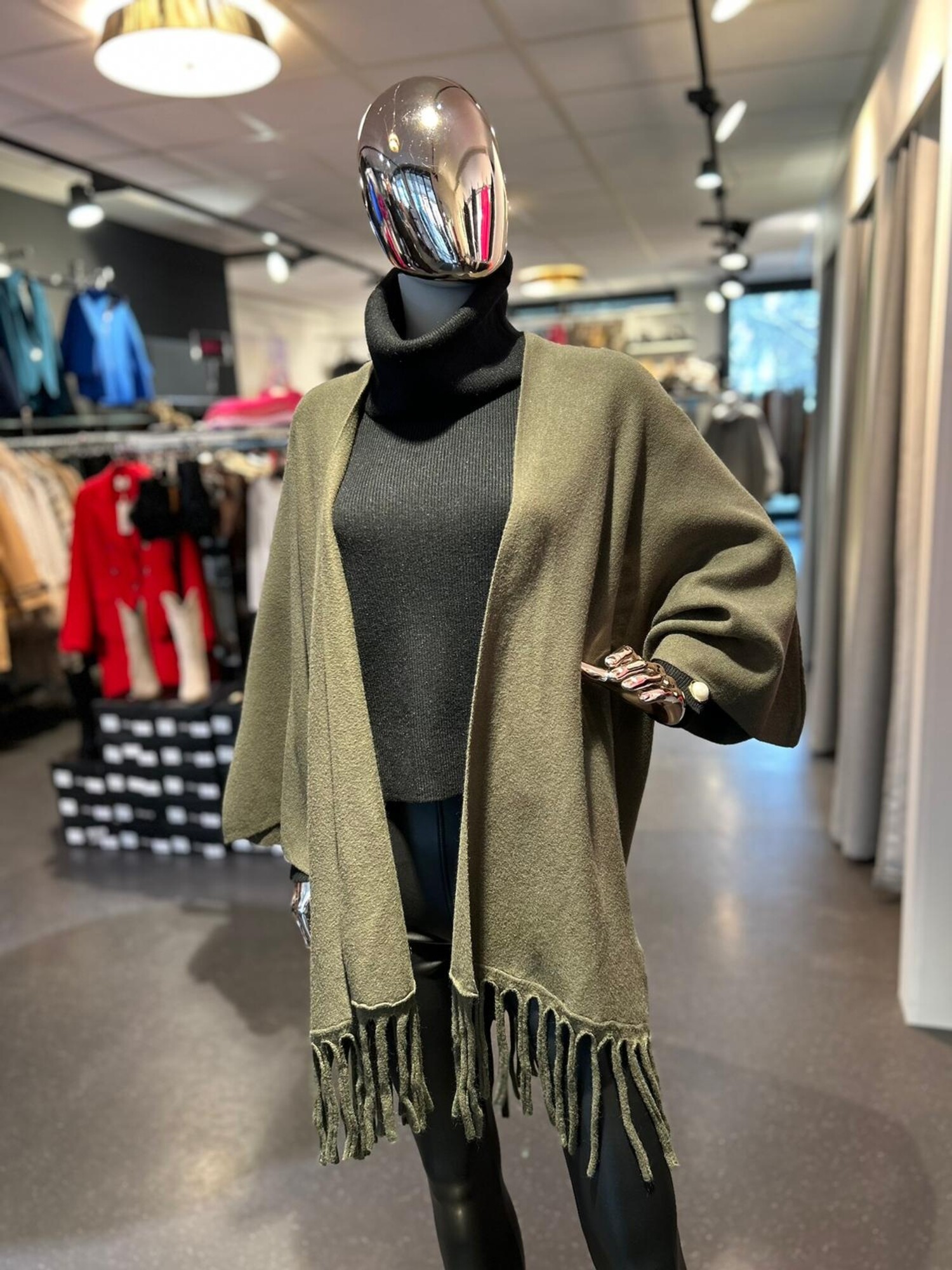 Paris Boho Poncho Olive Design