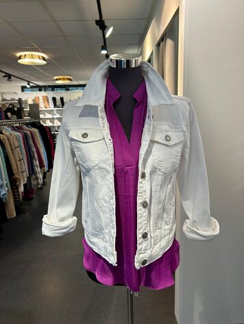 Paris Classic Stretch Jeans Jacket- Cotton White