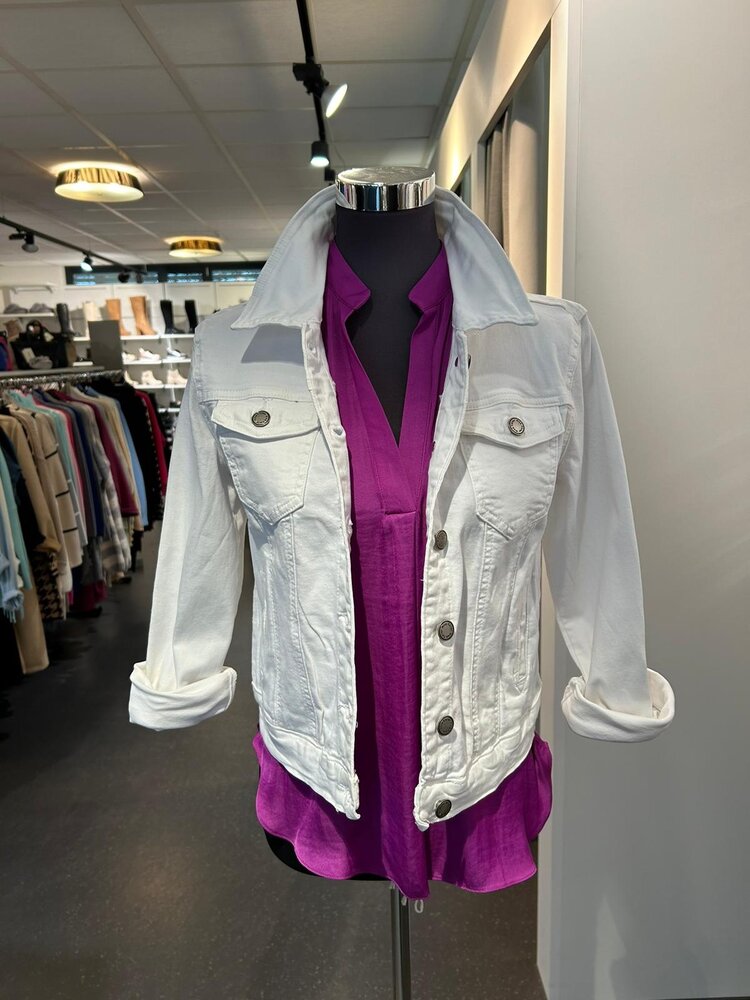 Paris Classic Stretch Jeans Jacket- Cotton White