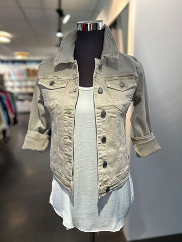 Paris Classic Stretch Jeans Jacket- Cream