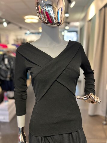 Paris Cross Stretch Top- Black 2680