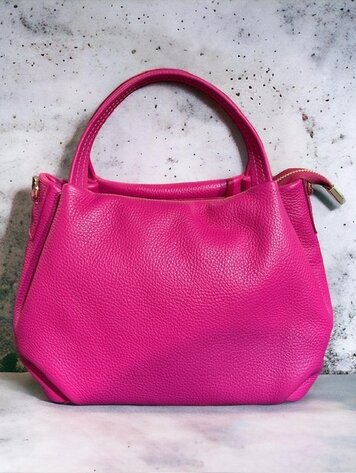 Italy Real Leather Bag- fuschsia